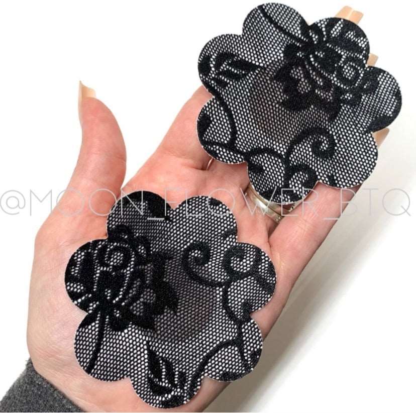 Black Lace Flower Pasties