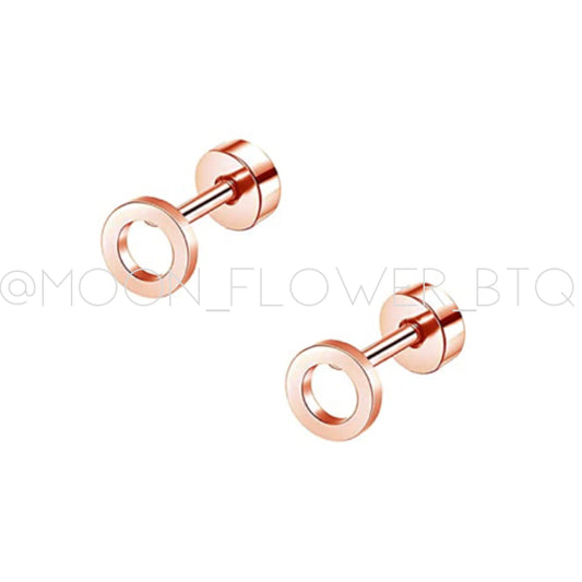 Tiny Rose Gold Circle Earrings