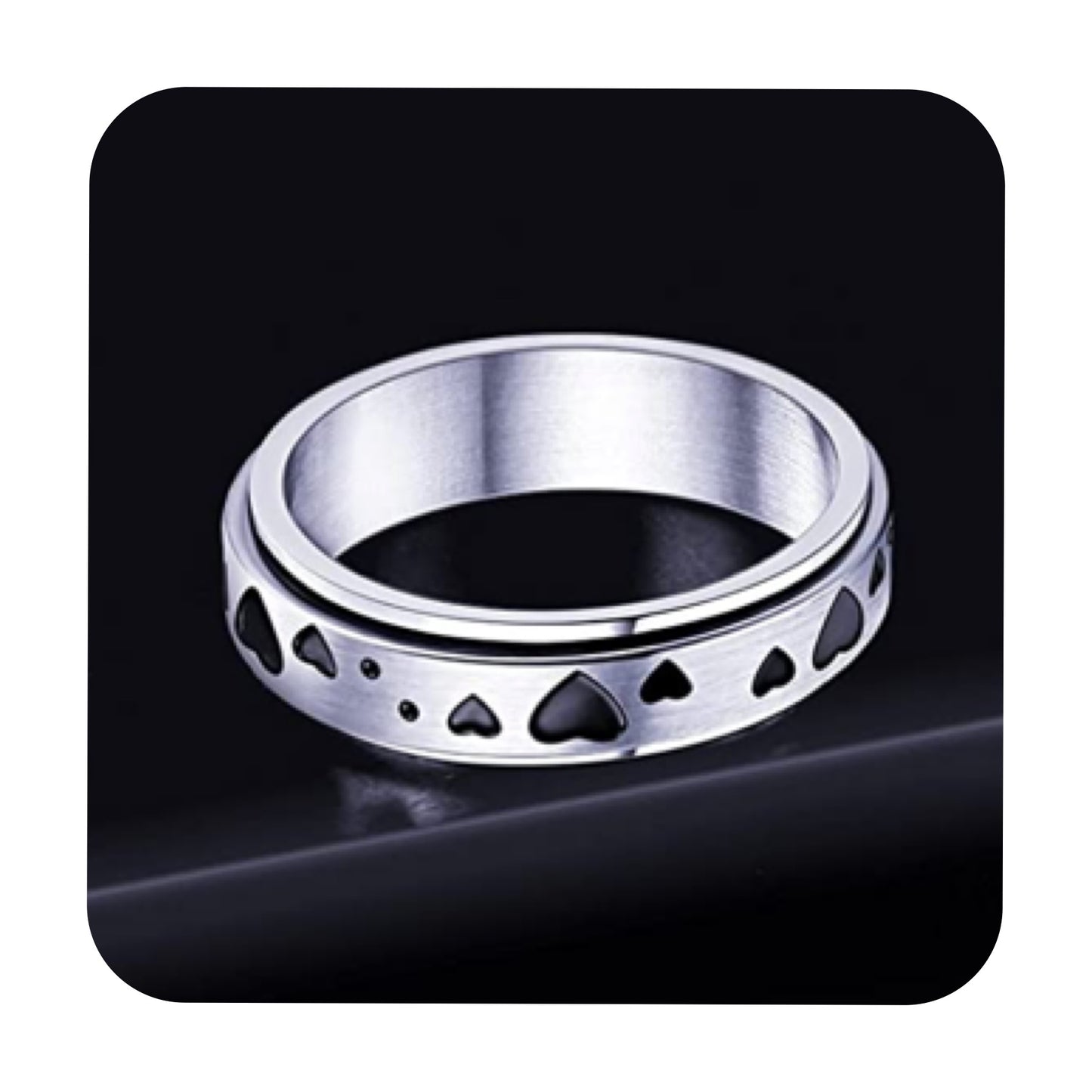 Heart Silver Anxiety Fidget Spinner Ring