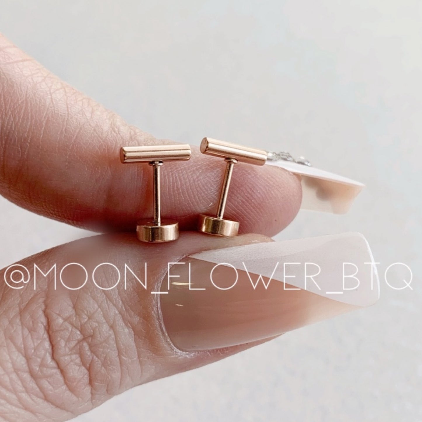 Tiny Rose Gold Bar Earrings