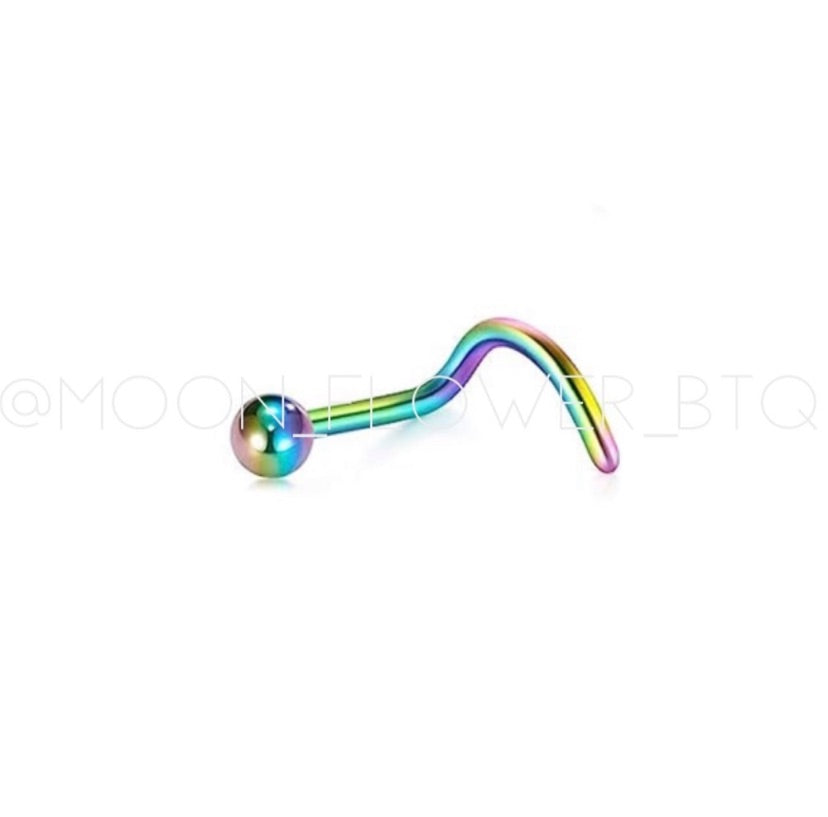 Rainbow Ball Hook Screw Nose Ring