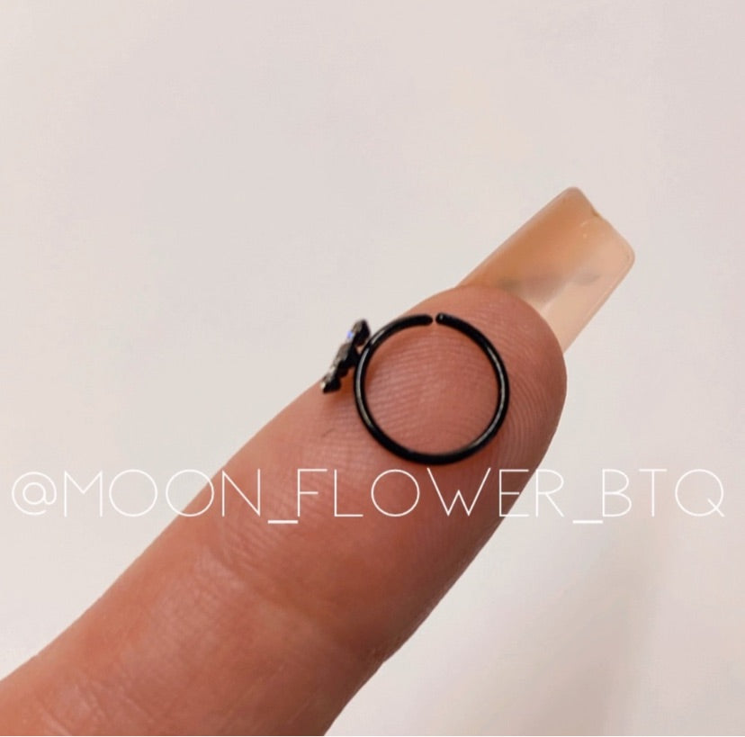 Black Flower Hoop Nose Ring