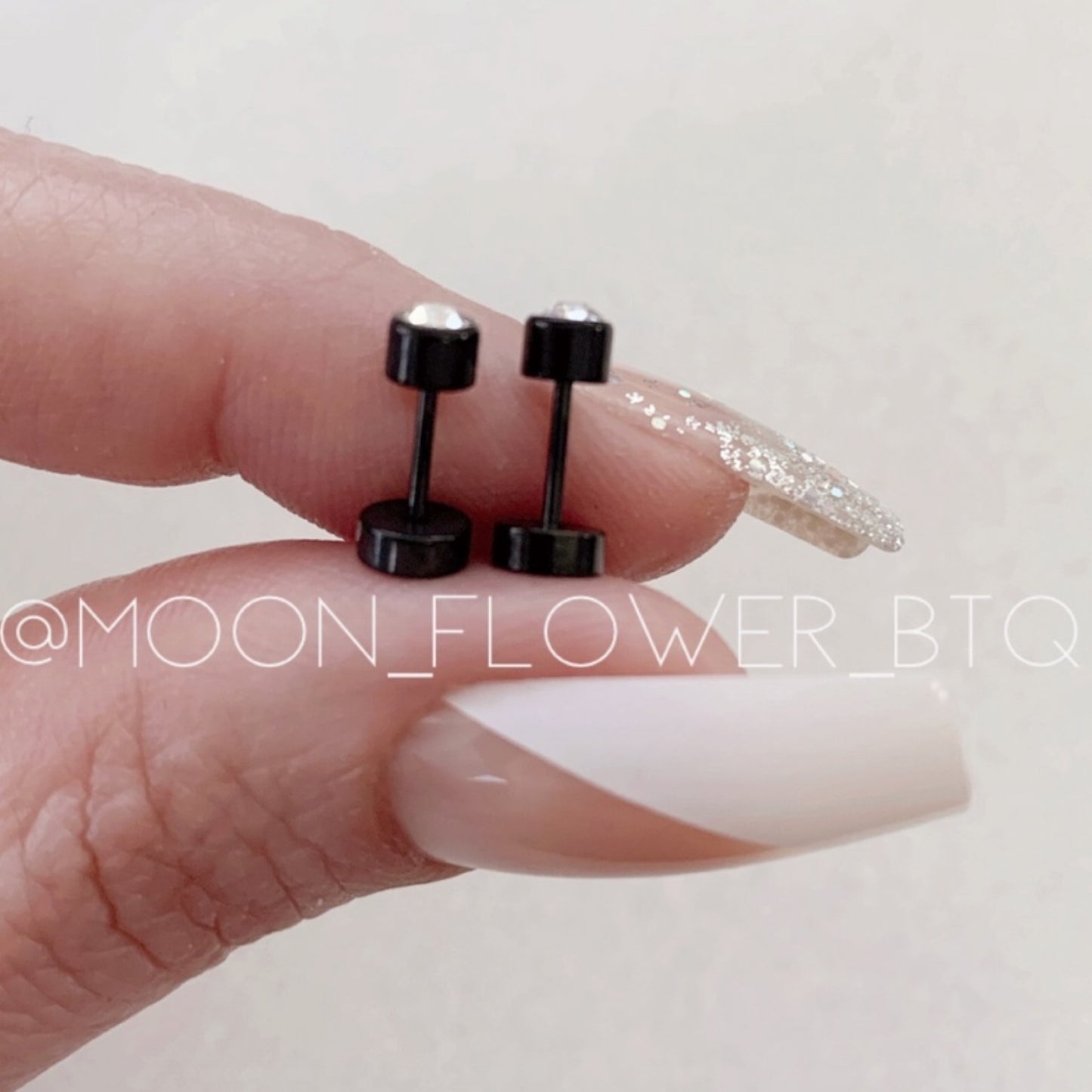 Tiny Black Round CZ Earrings