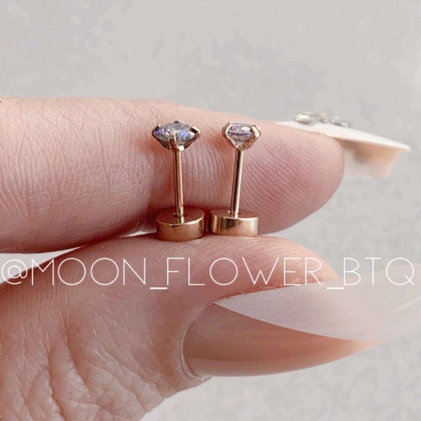 Tiny Rose Gold Rainbow CZ Earrings