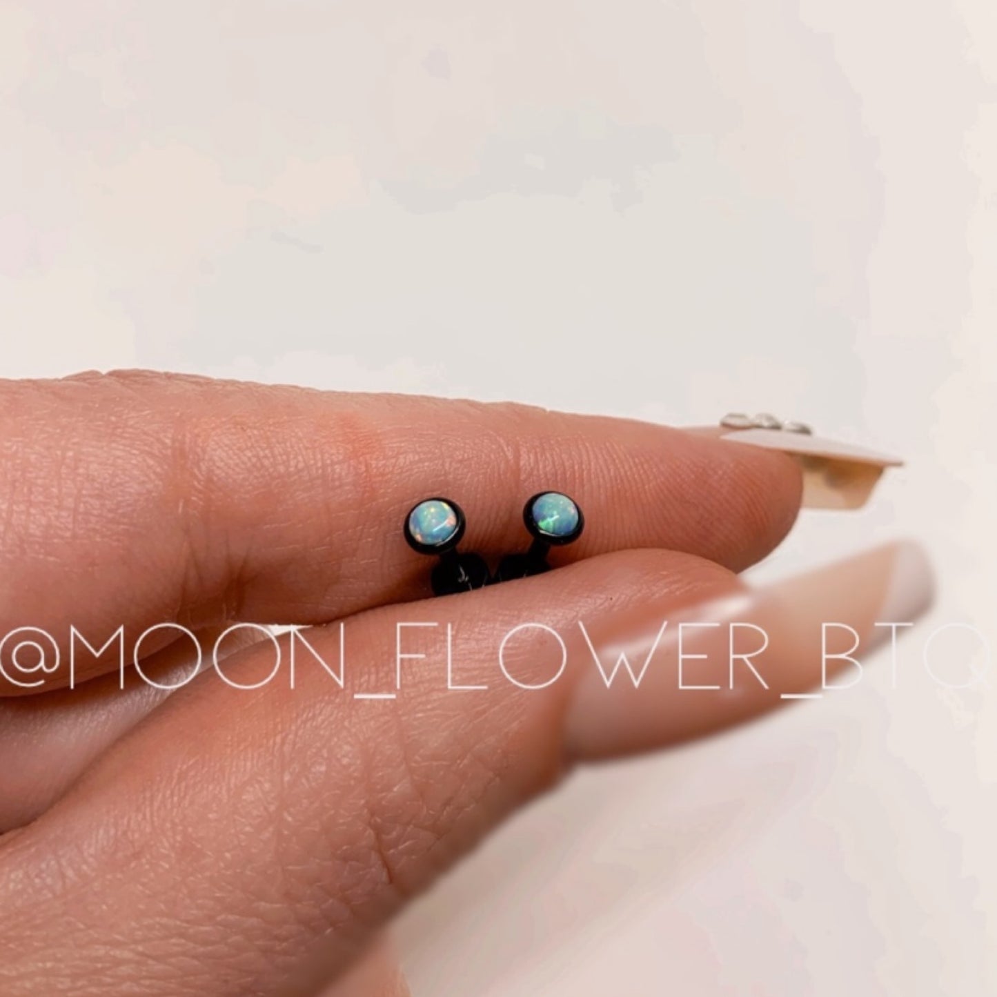 Tiny Black Opal Earrings