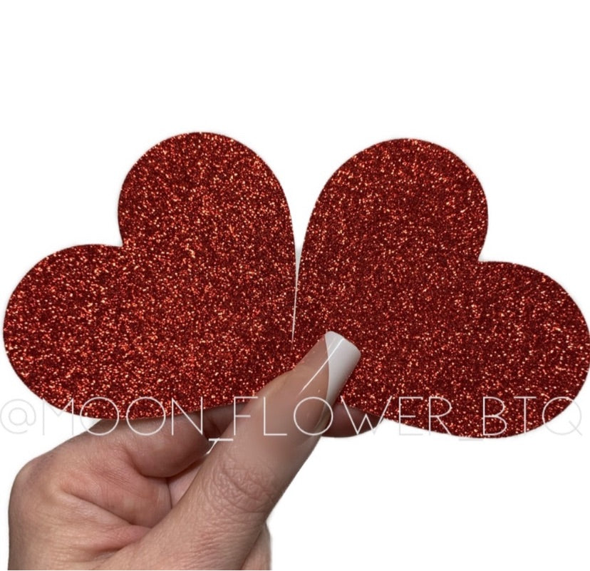 Red Sparkly Heart Pasties