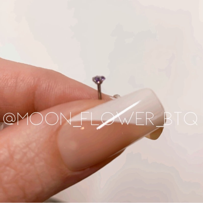 Purple Square CZ L Shaped Nose Ring