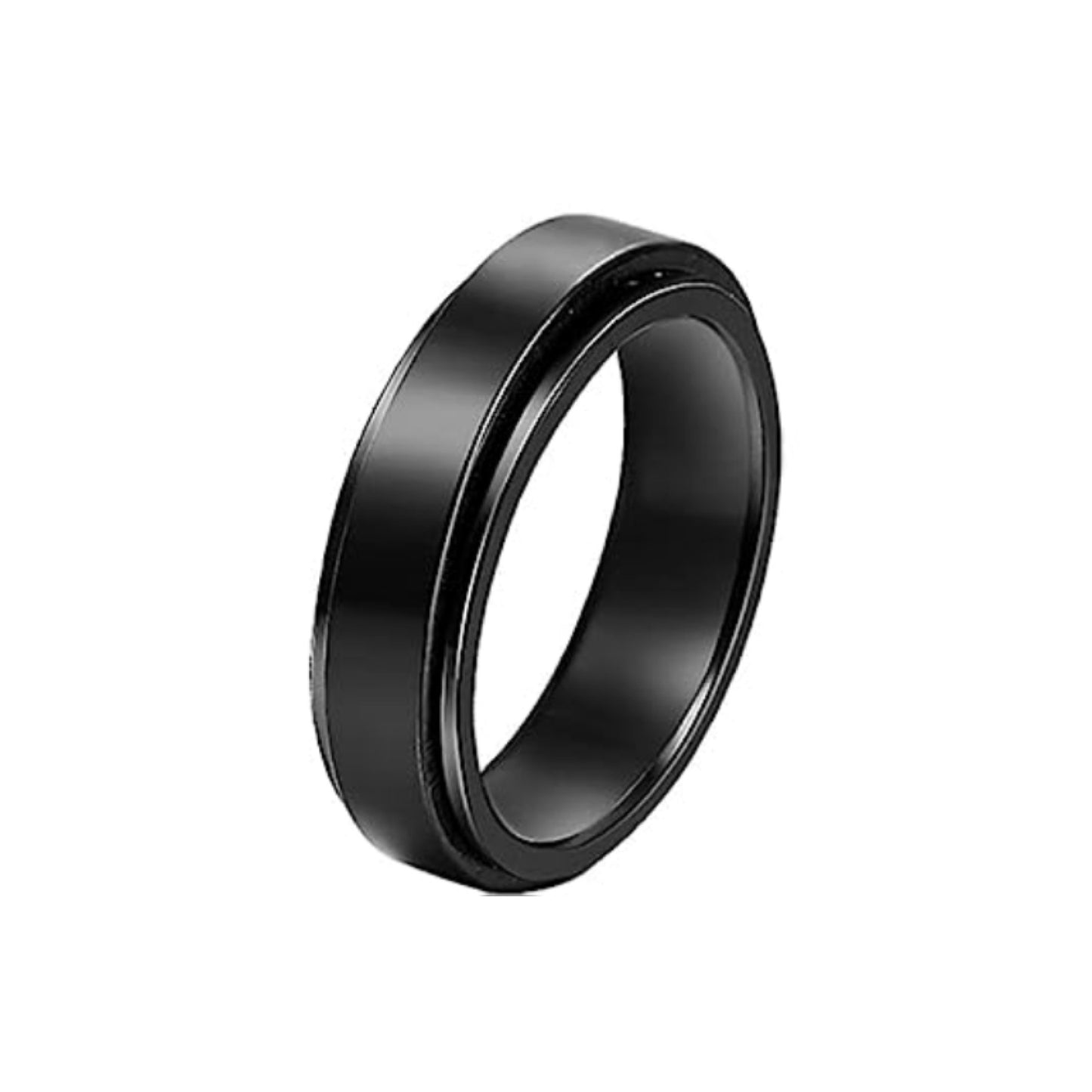 Black Stainless Steel Anxiety Fidget Spinner Ring