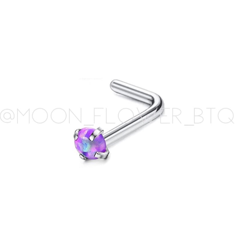 Purple Opal L Shaped Nose Ring