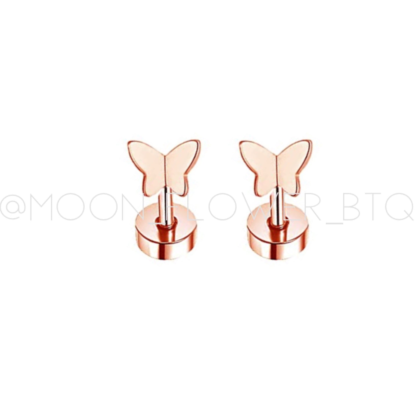 Tiny Rose Gold Butterfly Earrings