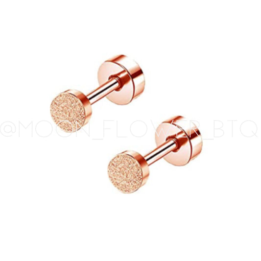 Tiny Rose Textured Gold Dot Earrings