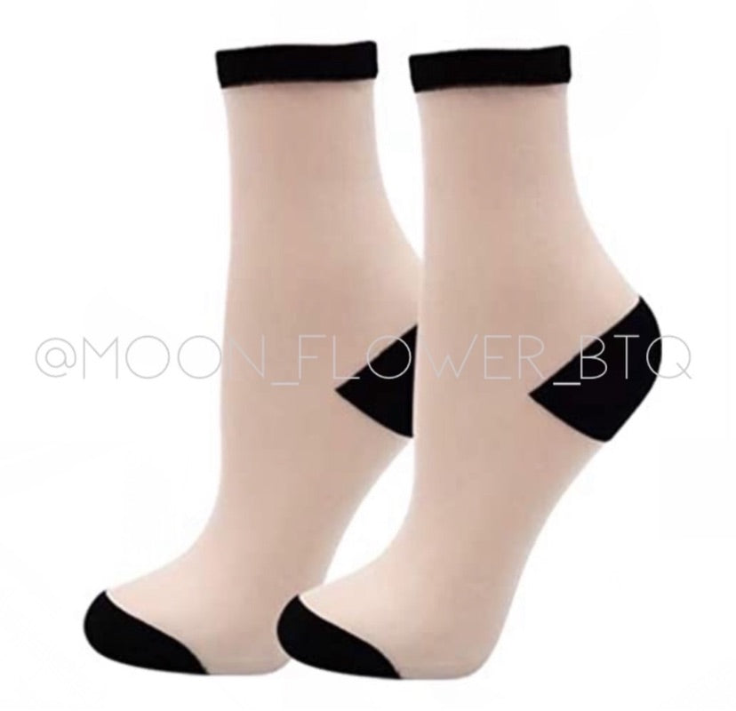 Black Sheer Mesh Transparent Nylon Socks