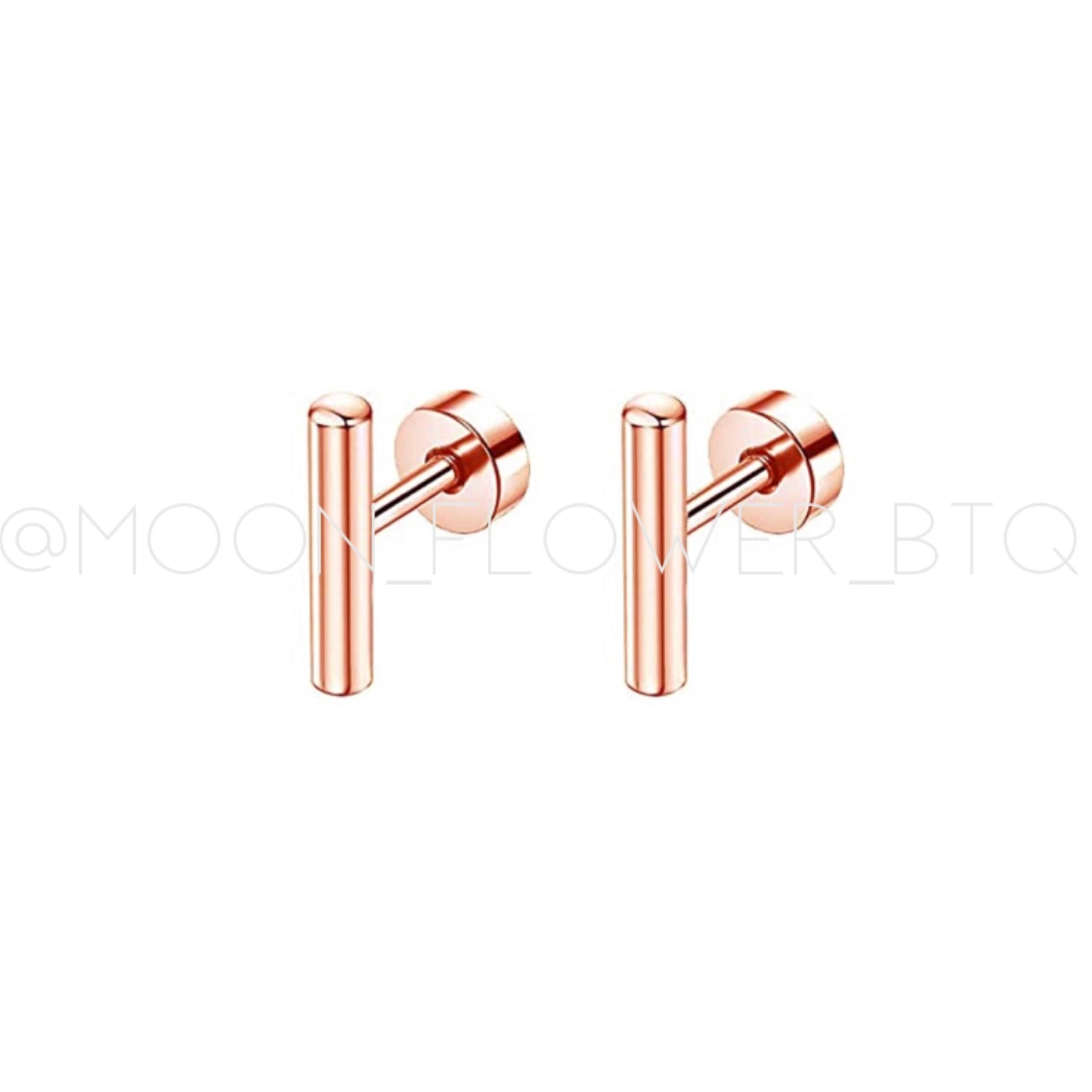 Tiny Rose Gold Bar Earrings