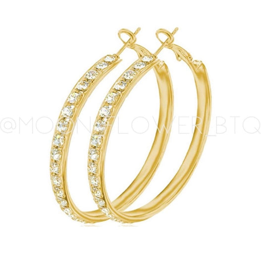 Gold CZ Hoop Earring