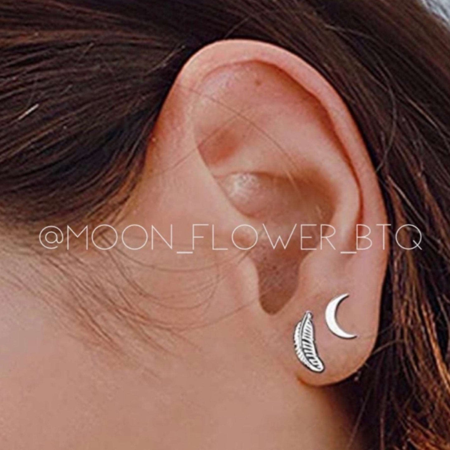 Silver Feather Flat Back Earrings