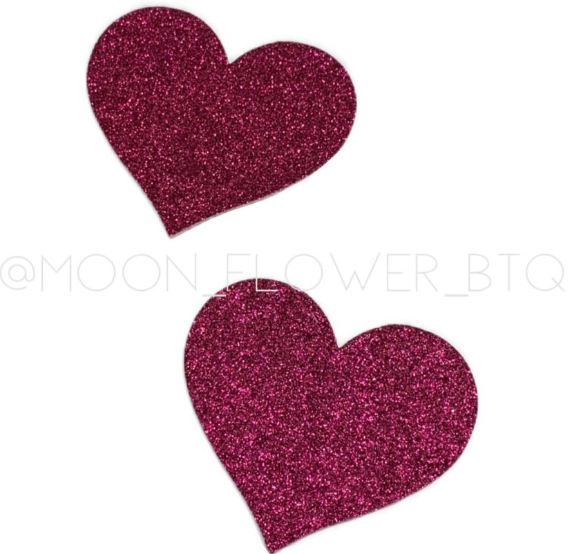 Hot Pink Sparkly Heart Pasties