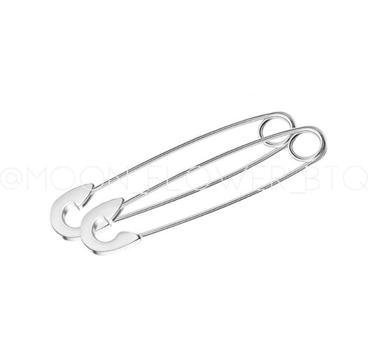 Silver Safety Pin Earrings