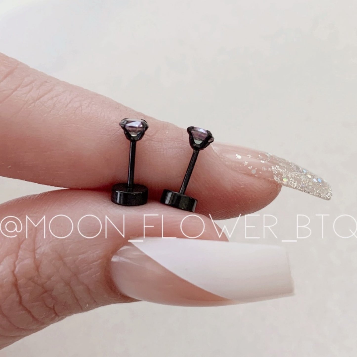 Tiny Black Rainbow CZ Earrings