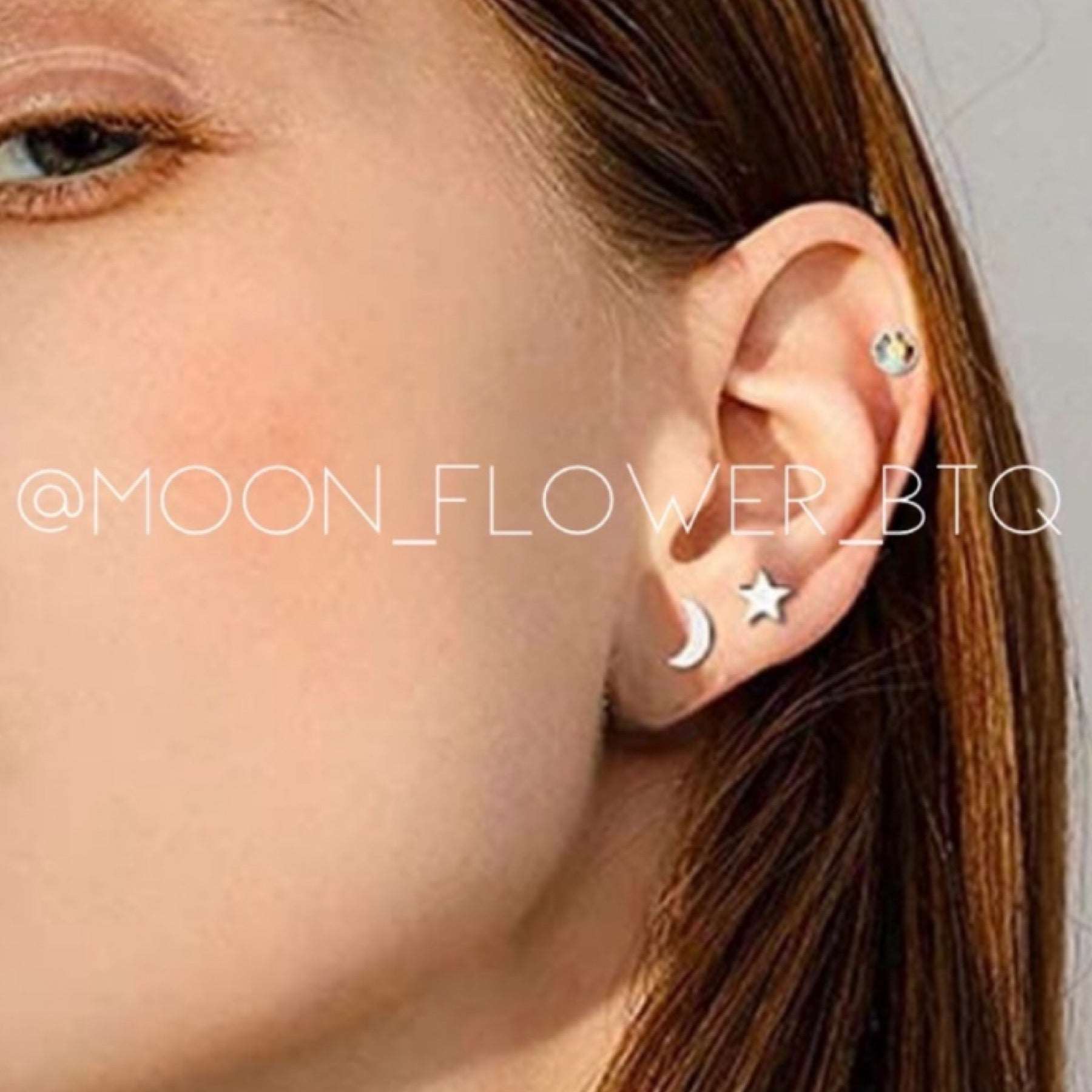 Tiny Silver Moon Earrings