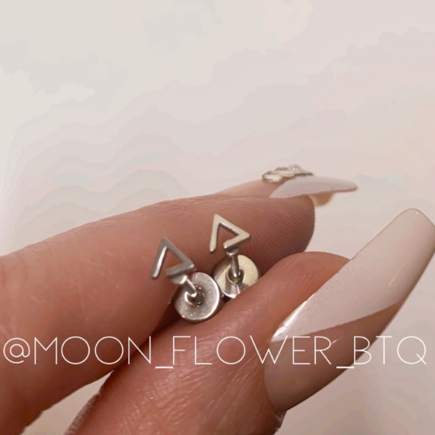 Tiny Silver Triangle Flat Back Earrings