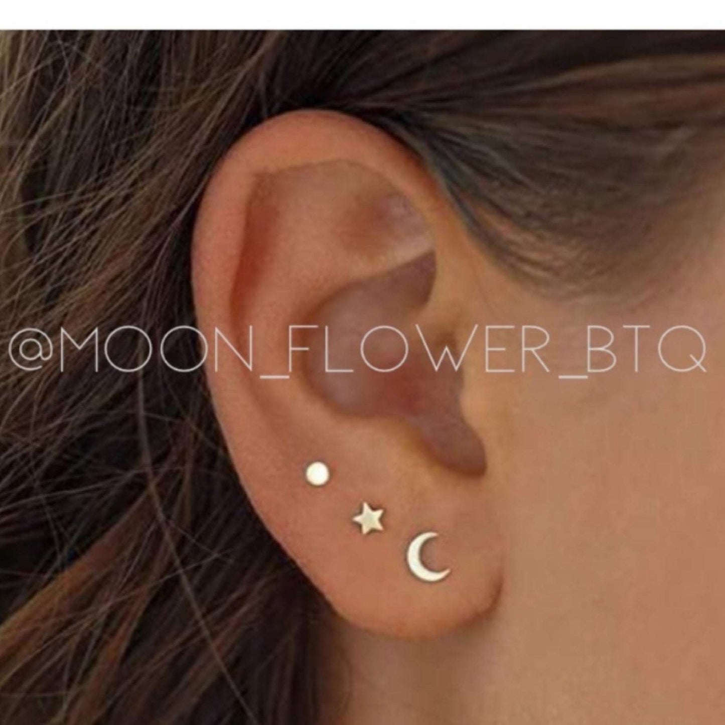 Tiny Gold Moon Flat Back Earrings