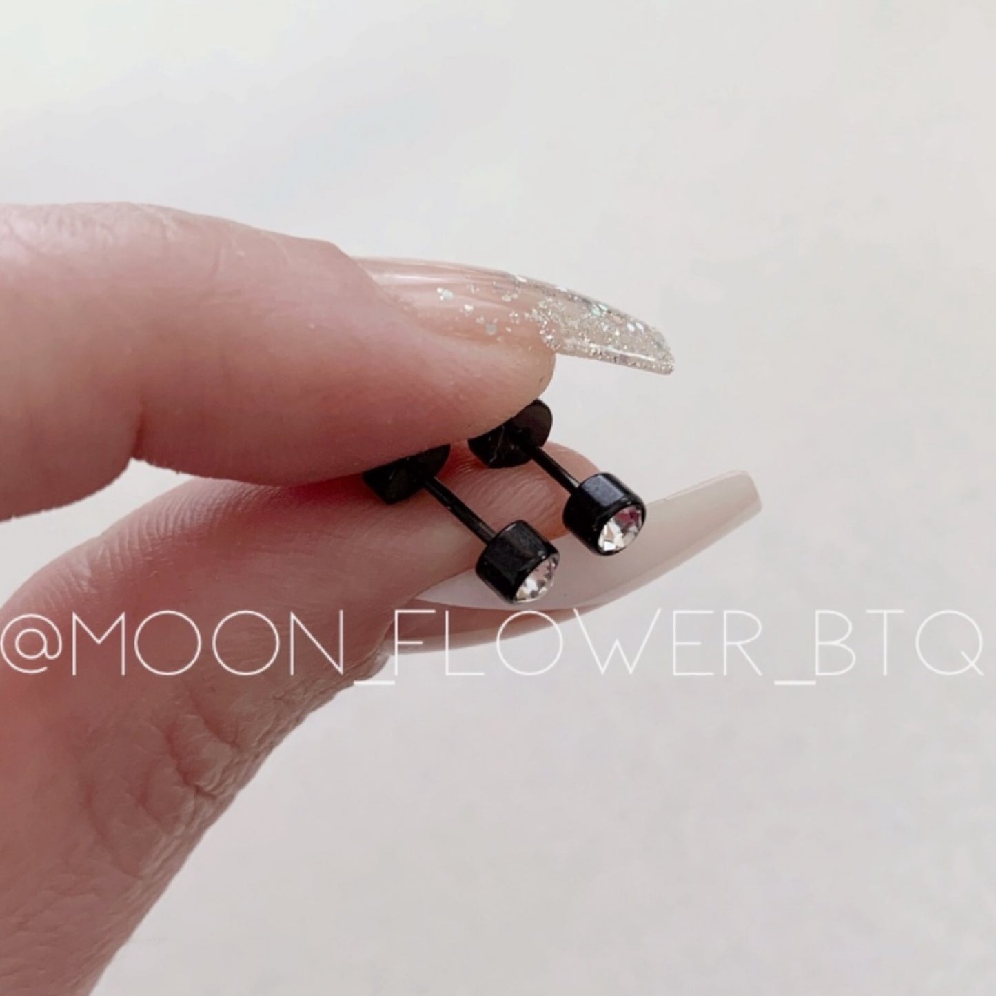 Tiny Black Round CZ Earrings