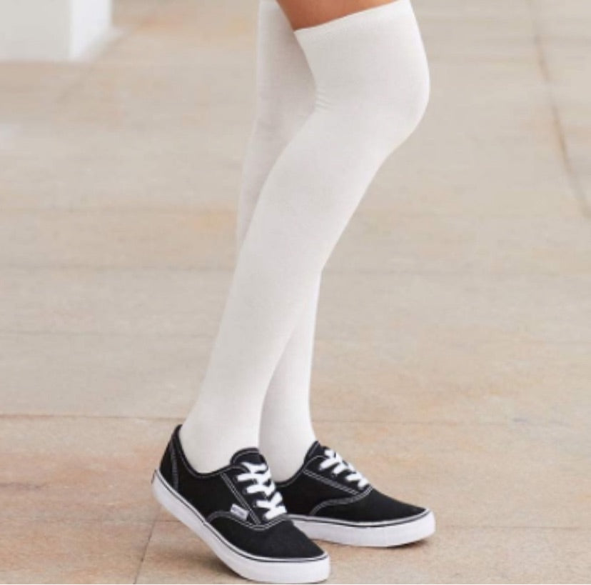 White Over the Knee Thigh High Socks