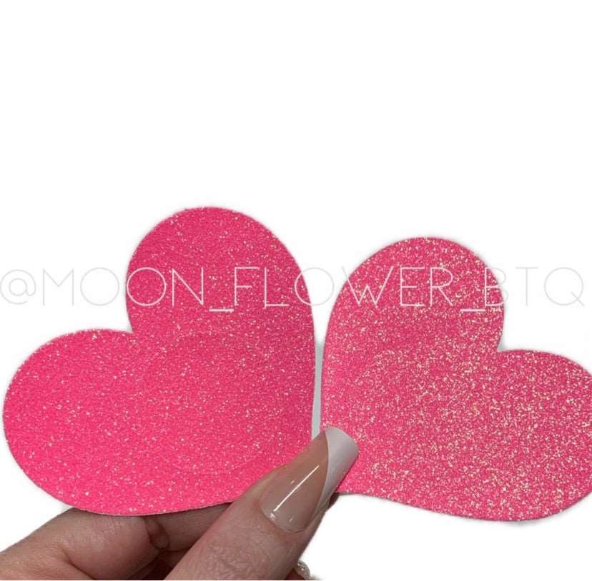 Pink Sparkly Heart Pasties