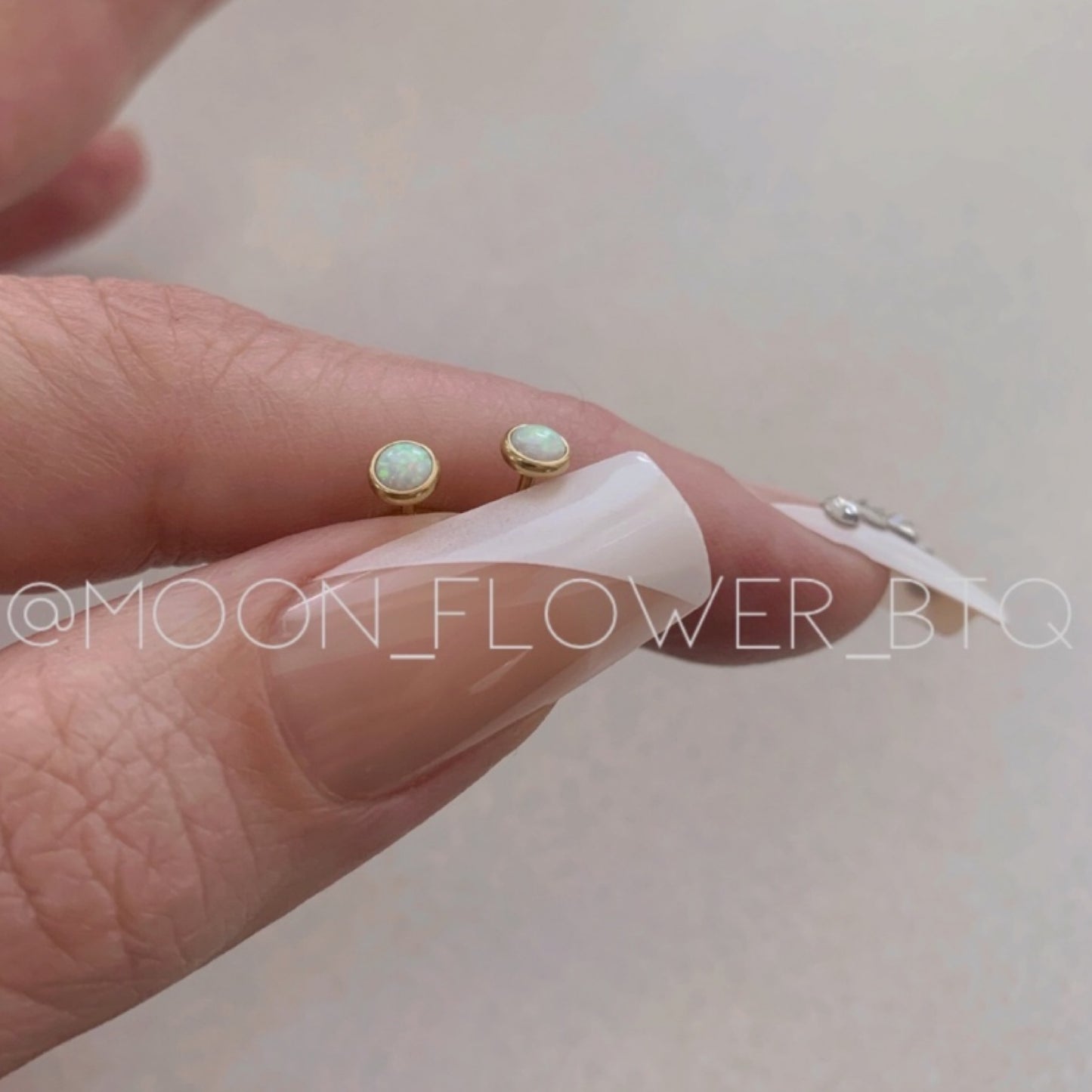 Tiny Gold Opal Earrings