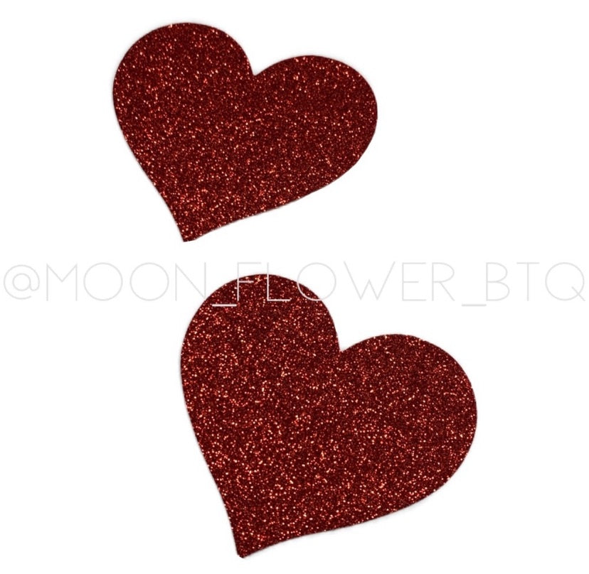 Red Sparkly Heart Pasties