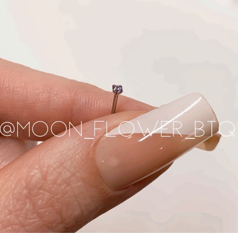 Purple Round CZ L Shaped Nose Ring