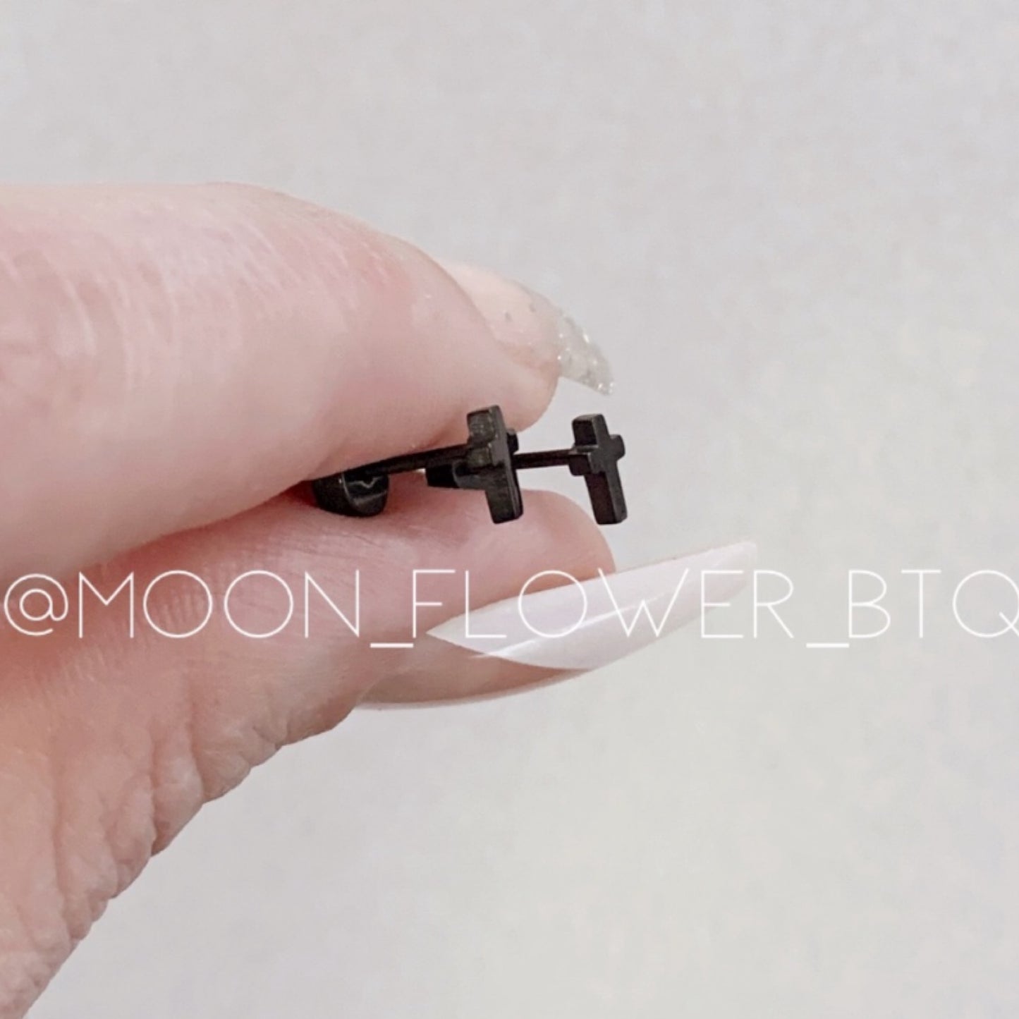 Tiny Black Cross Earrings