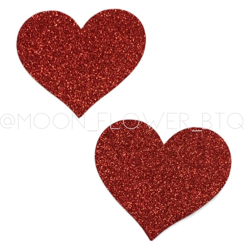 Red Sparkly Heart Pasties