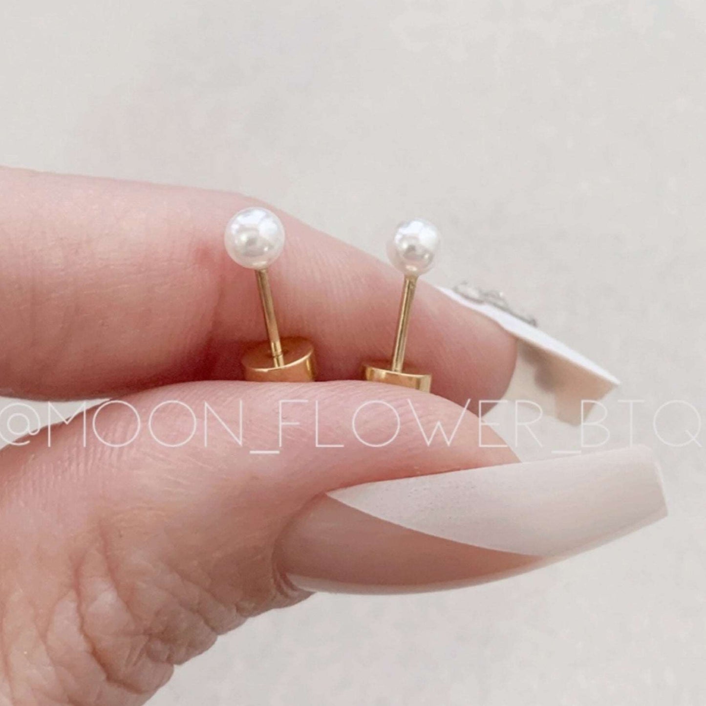 Tiny Gold 3mm Pearl Earrings