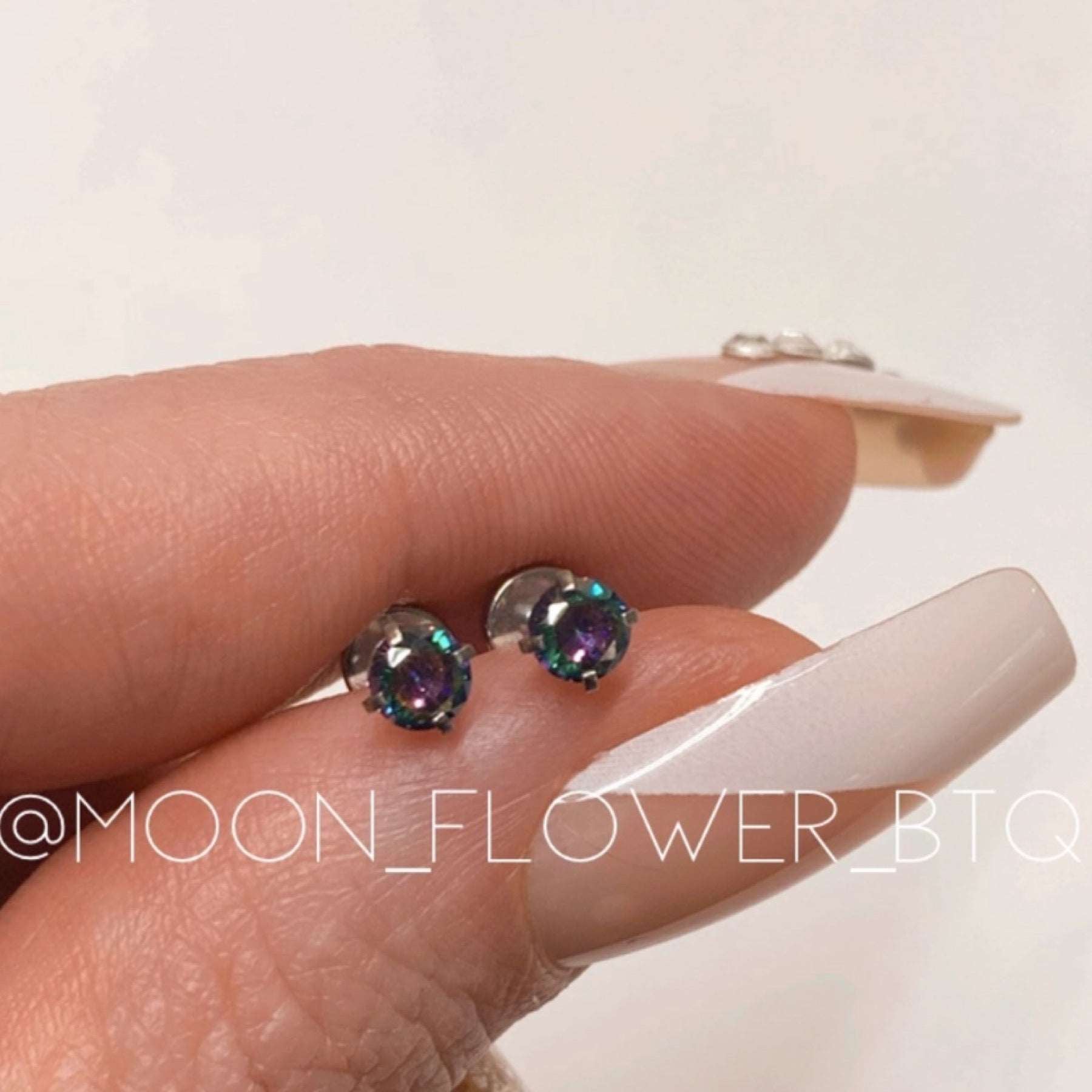 Tiny Silver Rainbow CZ Earrings