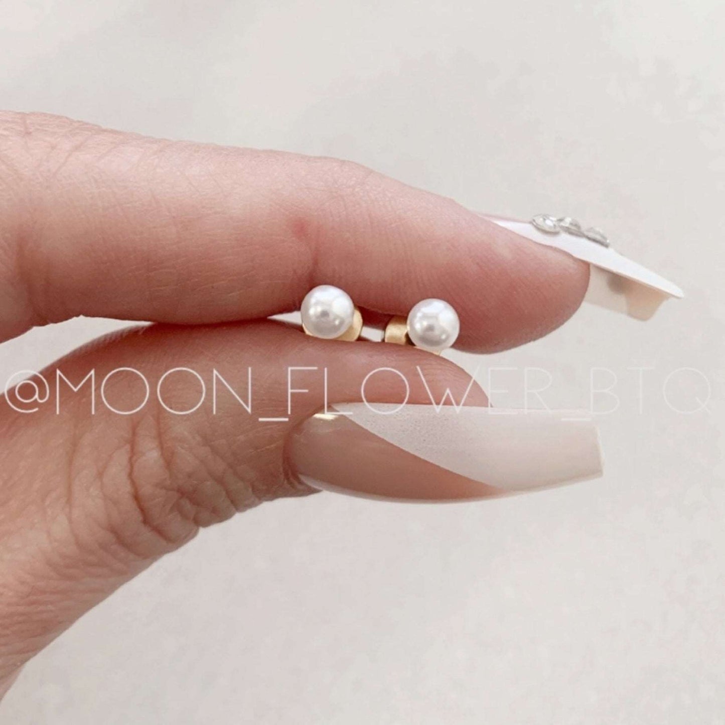 Tiny Gold 4mm Pearl Earrings