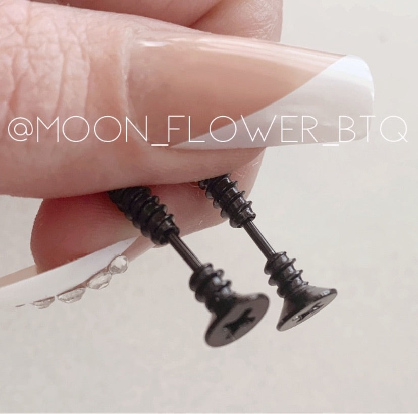 Black Screw Earrings