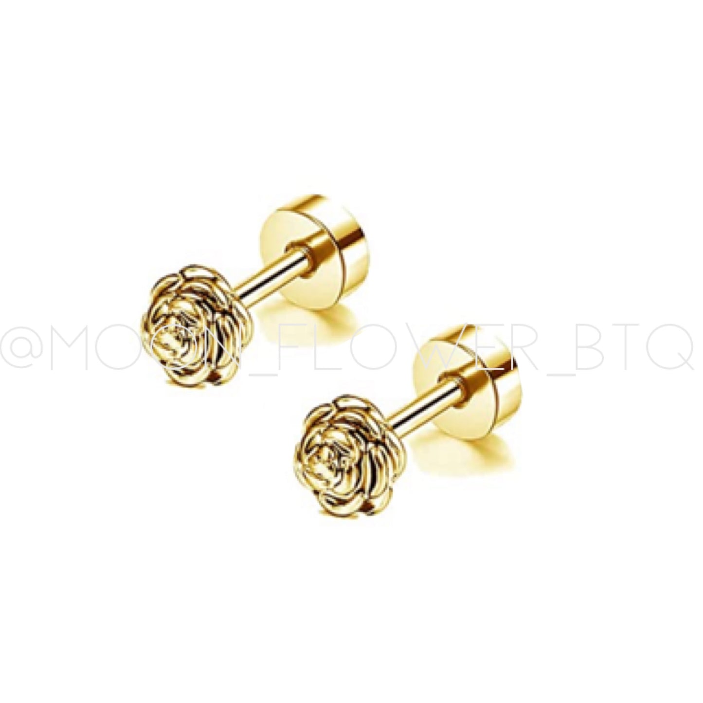 Tiny Gold Rose Bud Earrings