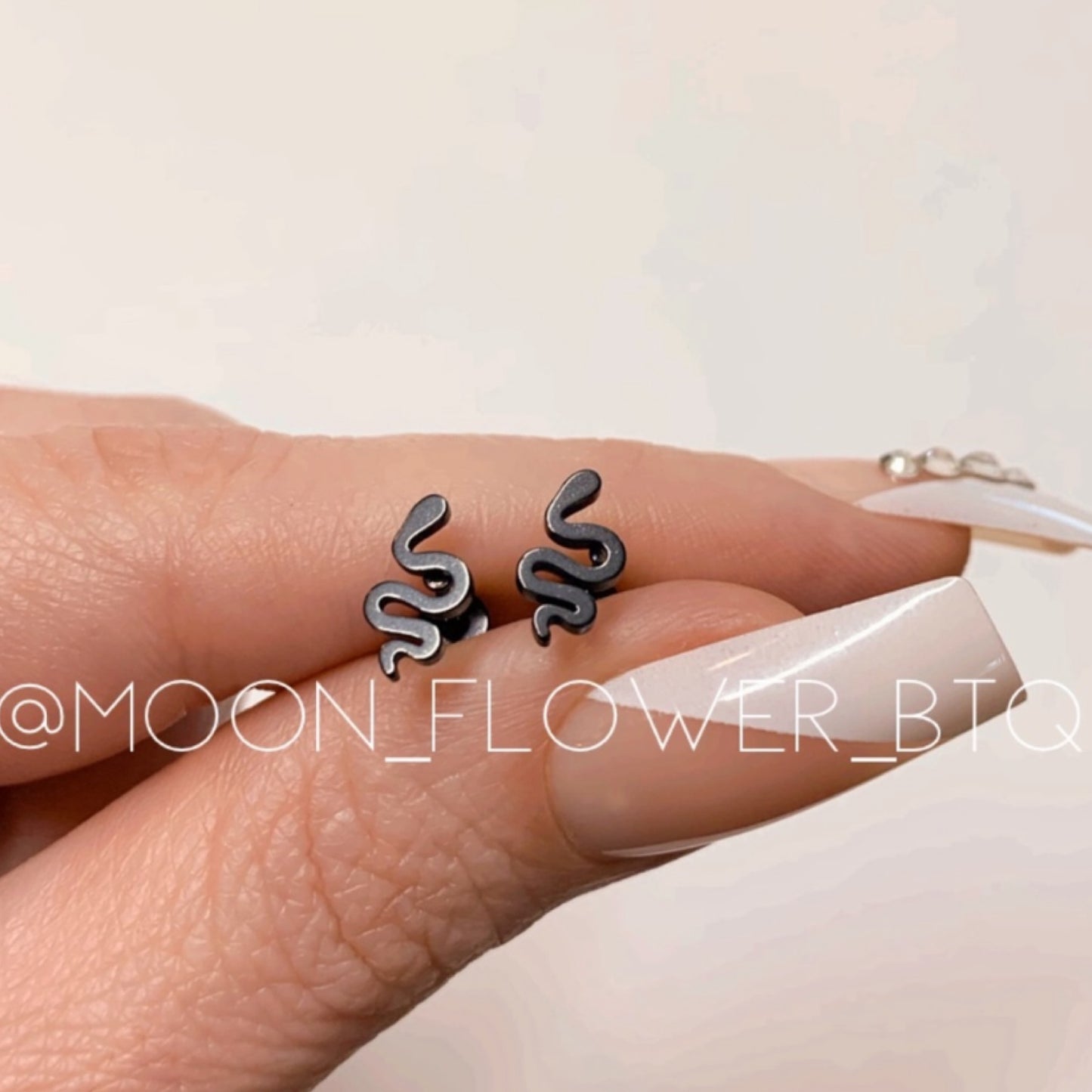 Tiny Black Snake Earrings