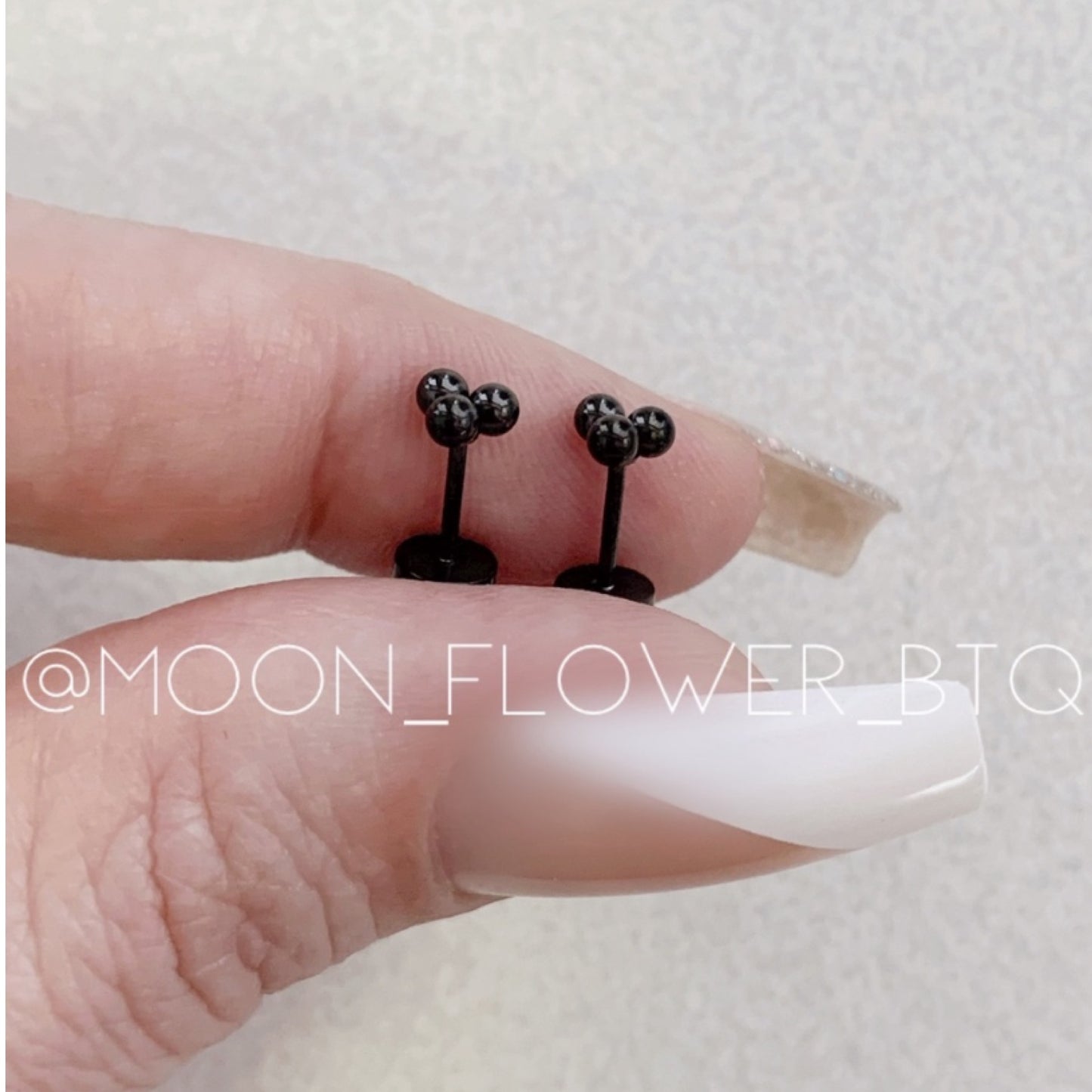 Tiny Black Triple Ball Dot Earrings