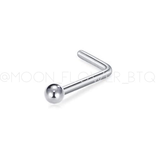 20G Nose Stud L-Shape – Stainless Steel 2mm Ball Piercing