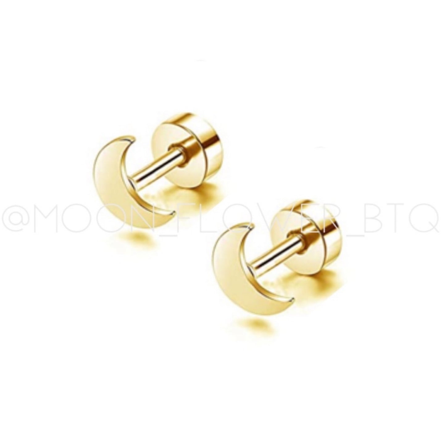 Tiny Gold Moon Flat Back Earrings