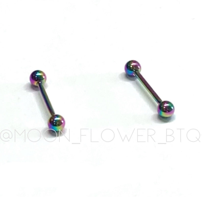 Rainbow Barbell Nipple Rings