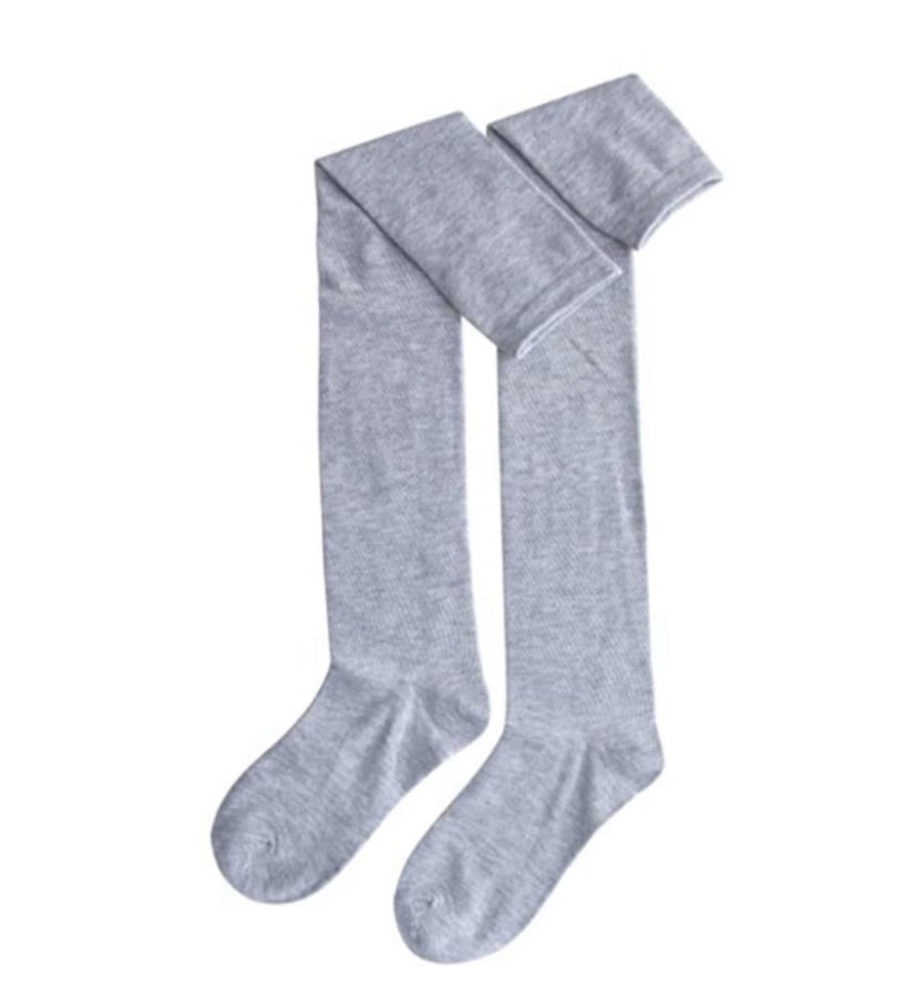 Light Gray Over the Knee Thigh High Socks