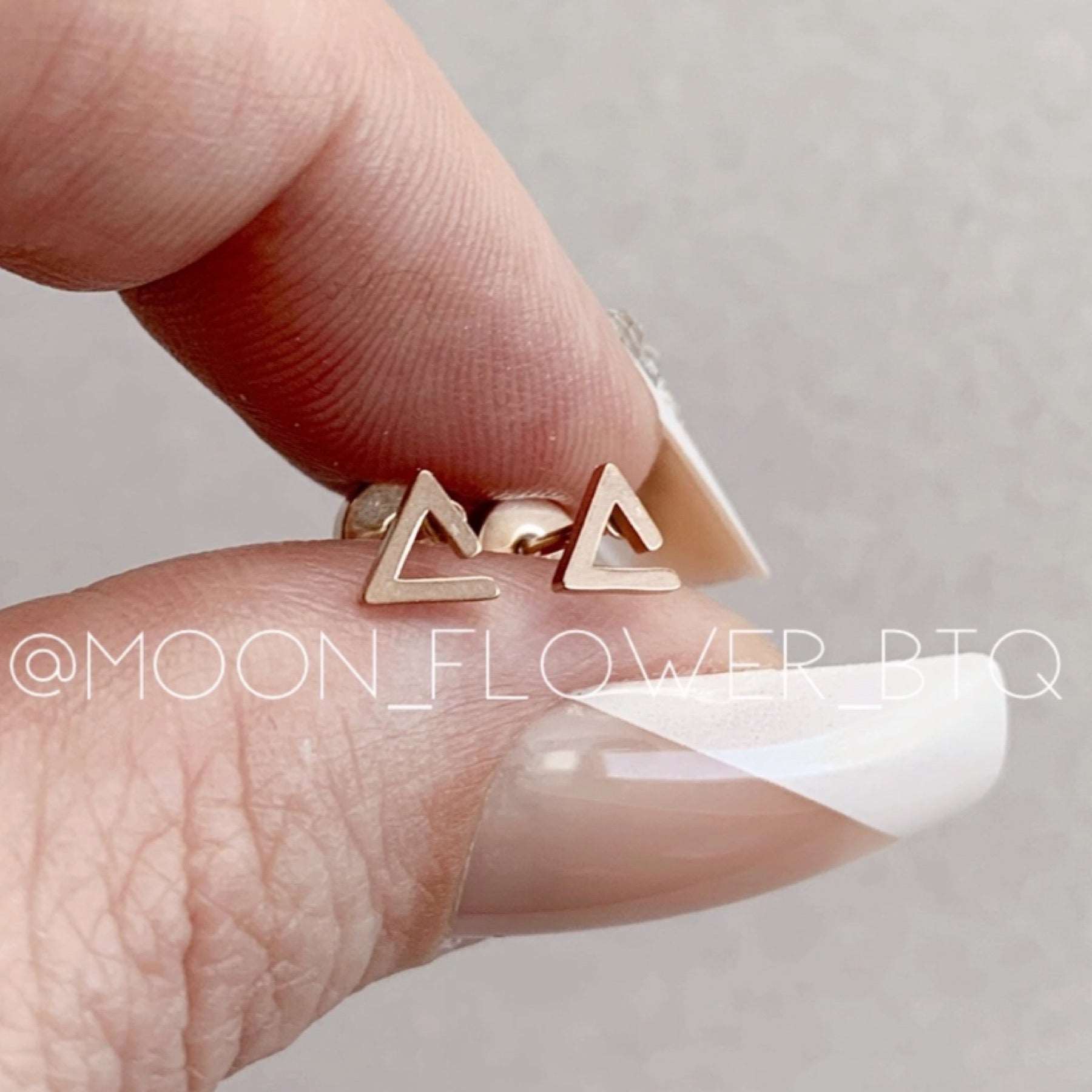 Tiny Rose Gold Triangle Earrings