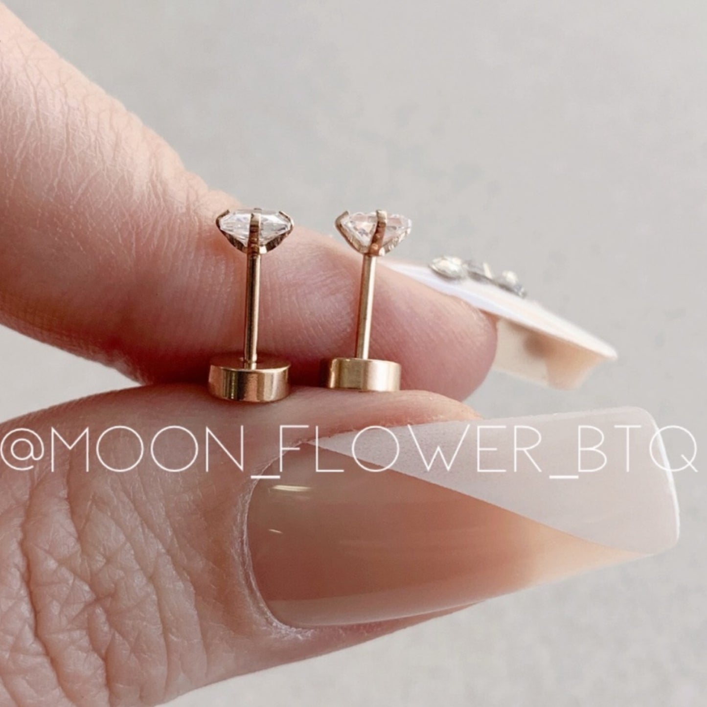 Tiny Rose Gold Square CZ Earrings