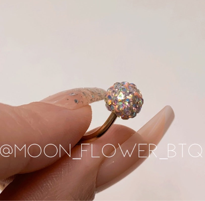 Rose Gold CZ Encrusted Navel Belly Button Ring