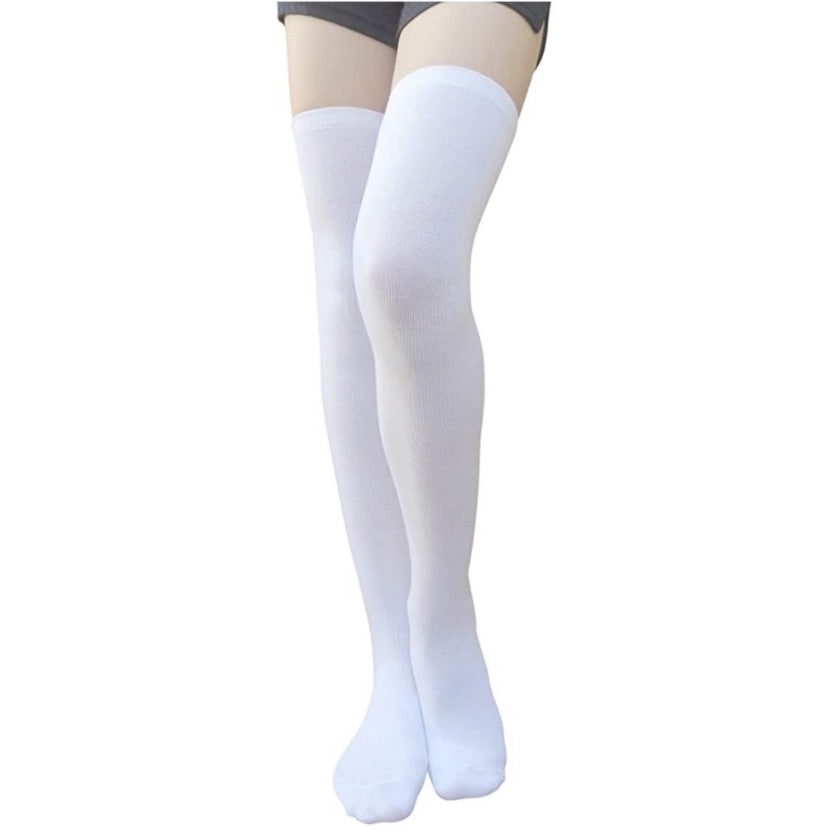 White Over the Knee Thigh High Socks