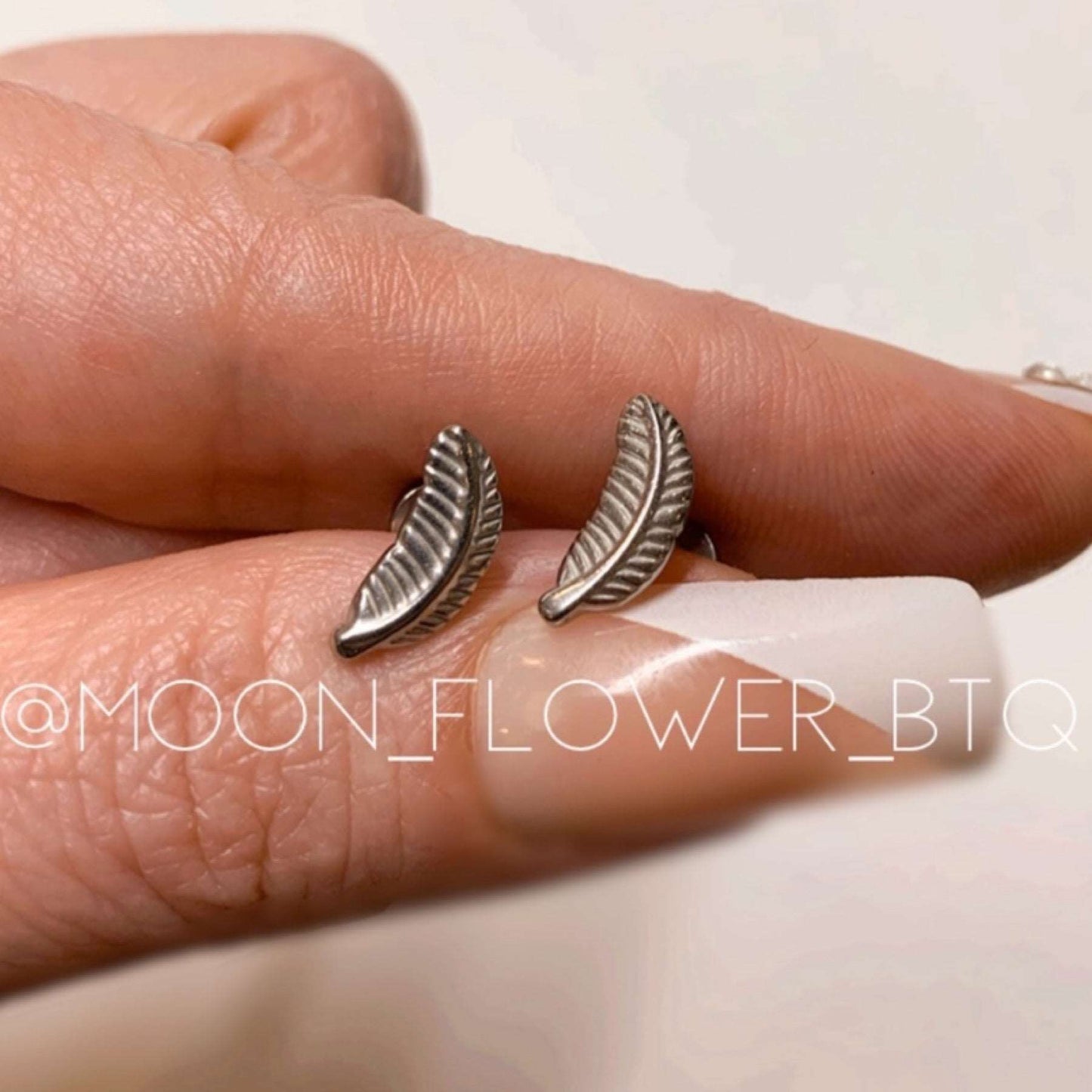 Silver Feather Flat Back Earrings