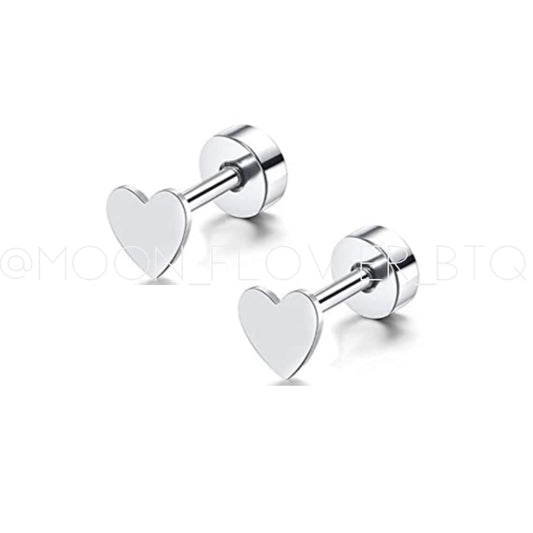 Tiny Silver Heart Earrings